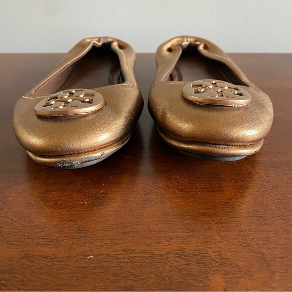 Tory Burch Bronze Reva Flats Timeless Style Comfort - Picture 3 of 6